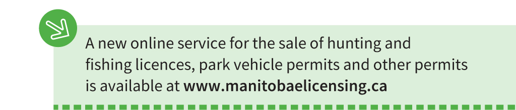 A new online service for the sale of hunting and fishing licences, park vehicle permits and other permits is available at www.manitobaelicensing.ca