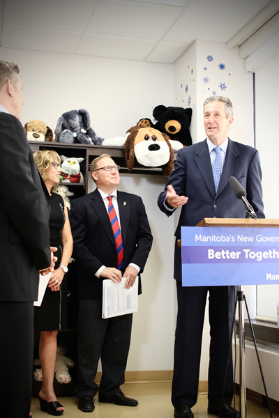 Premier Brian Pallister announces the province will work with families on new, proposed legislation to better protect at-risk children.
